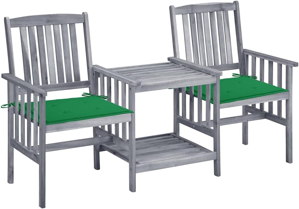 Patio Set Patio Chairs with Tea Table and Cushions Solid Acacia Wood