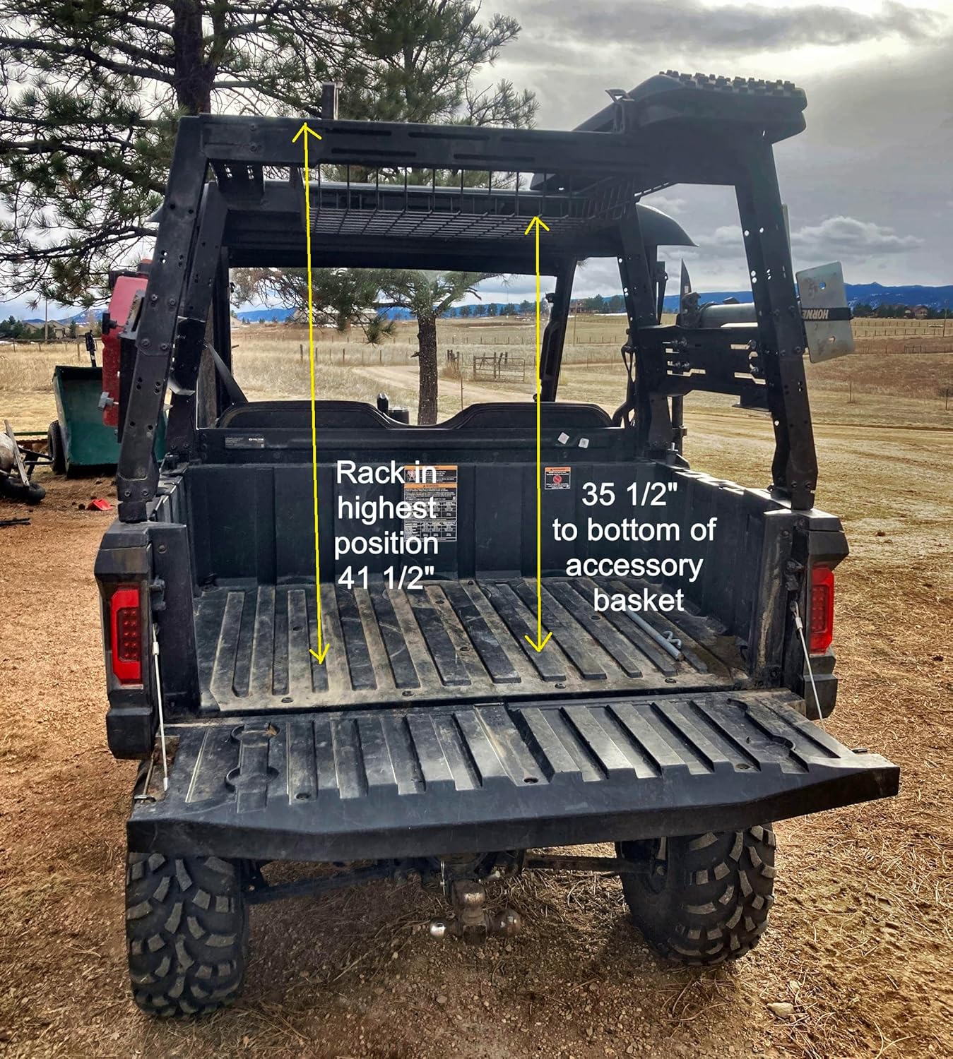 Can Am Defender Overland Bed Rack Fully Adjustable Height and Designed to Accept Accessories Including Chainsaw Mount, Spare Fuel, Jack, Trail Tools, Traction Matts and More