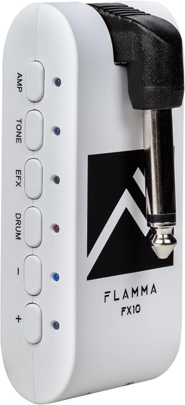 FLAMMA Guitar Headphone Amp Portable with 28 Drum Grooves 14 Built-in Effects 14 Amplifier Models 5 Tone Colors Support Bluetooth USB Audio Recording and Playback OTG Function Home Practice