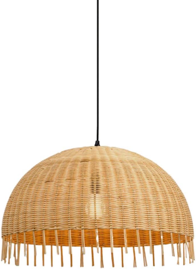 Modern Bamboo Pendant Light, Hand Rattan Woven Lantern, Wicker Craft Hanging Lamp, E27 Creative Wood Chandelier, for Kitchen Island Dining Room Living Room Lighting Fixtures