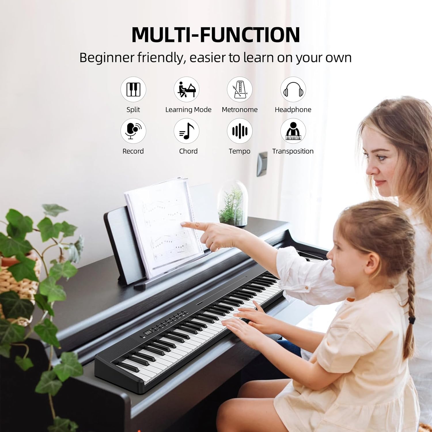 LEKATO FP-10 Portable Piano Keyboard for Beginners 88 Keys Folding Digital Piano with Sustain Pedal Foldable Electric Piano Keyboard with Semi Weighted Wood Grain Key Suitable for Midi Bluetooth
