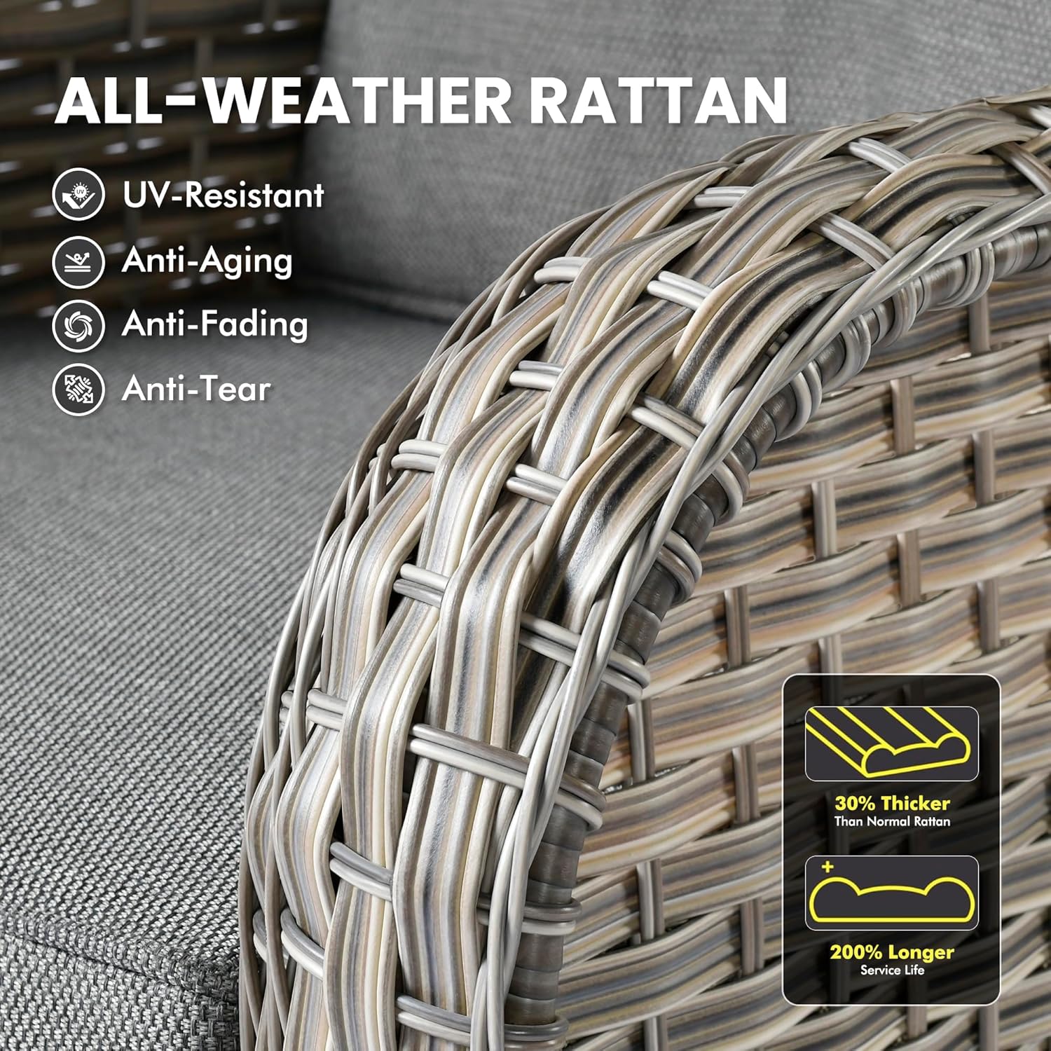 Outdoor Sectional Patio Furniture Set with Fire Pit Table and Swivel Rocking Chairs,11 Pieces Wicker Conversation Sets L Shaped Couch Out Door Sofa Outside Furniture for Garden Deck Yard,Dark Grey