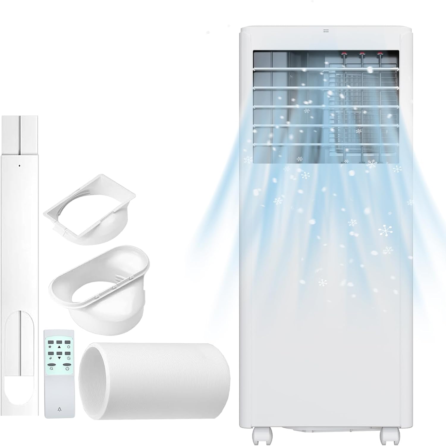 8000 BTU Air Conditioner for Rooms up to 450 sq.ft, 3-in-1 Floor AC Unit, Cool, Dehumidifier and Fan, Portable Air Conditioner with Remote Control, LED Display and Window Kit, White