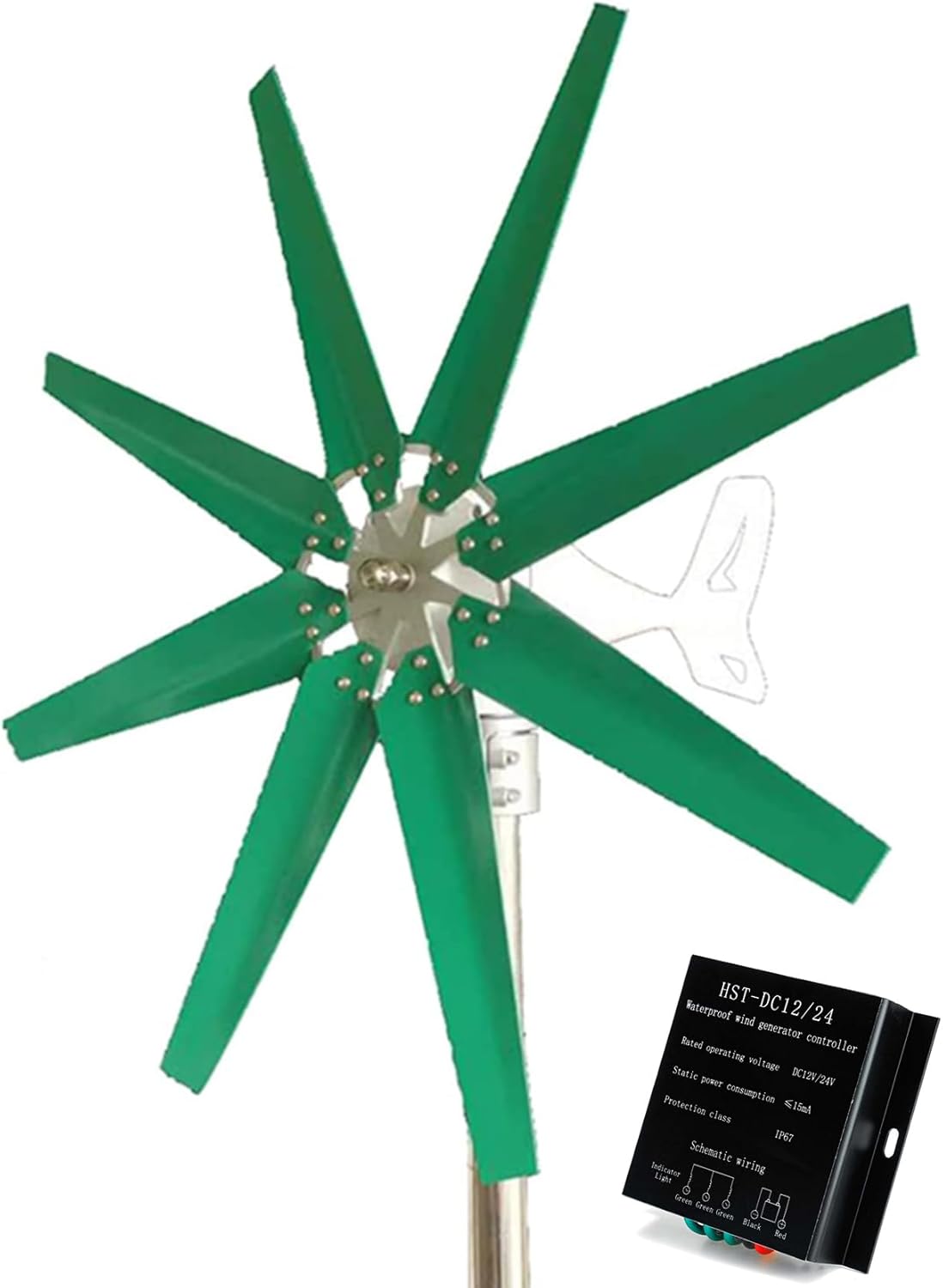 Portable 3000W Small Vertical Wind Turbine,Permanent Maglev Wind Turbine Generator12v/24V/48V with MPPT Controller for Home Use (Low Start Windmill)