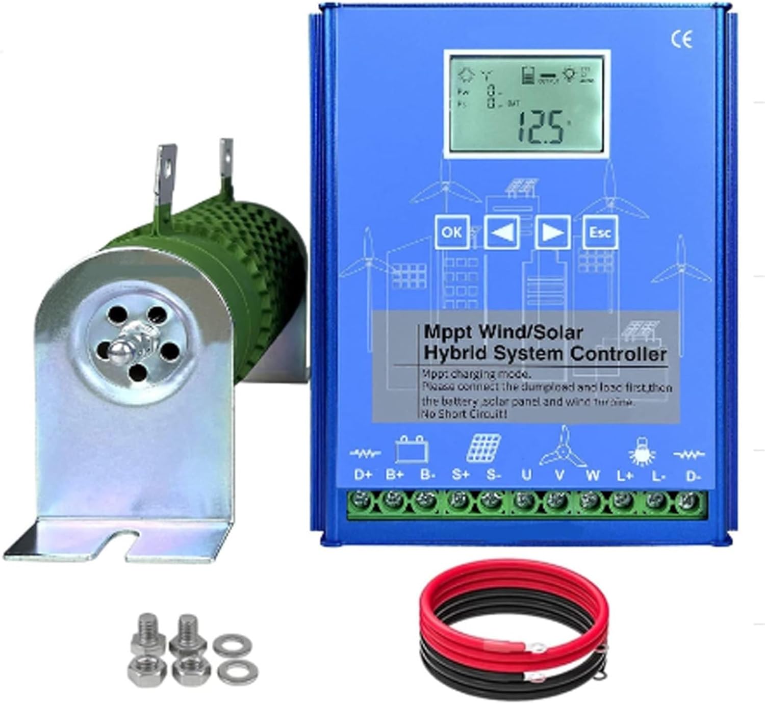 2000W-10000W MPPT Solar Wind Hybrid System Charge Controller,12V 24V 48V Auto High Efficiency Regulador Regulator Home Use Wind Generators for Household Systems(24v,10000W)