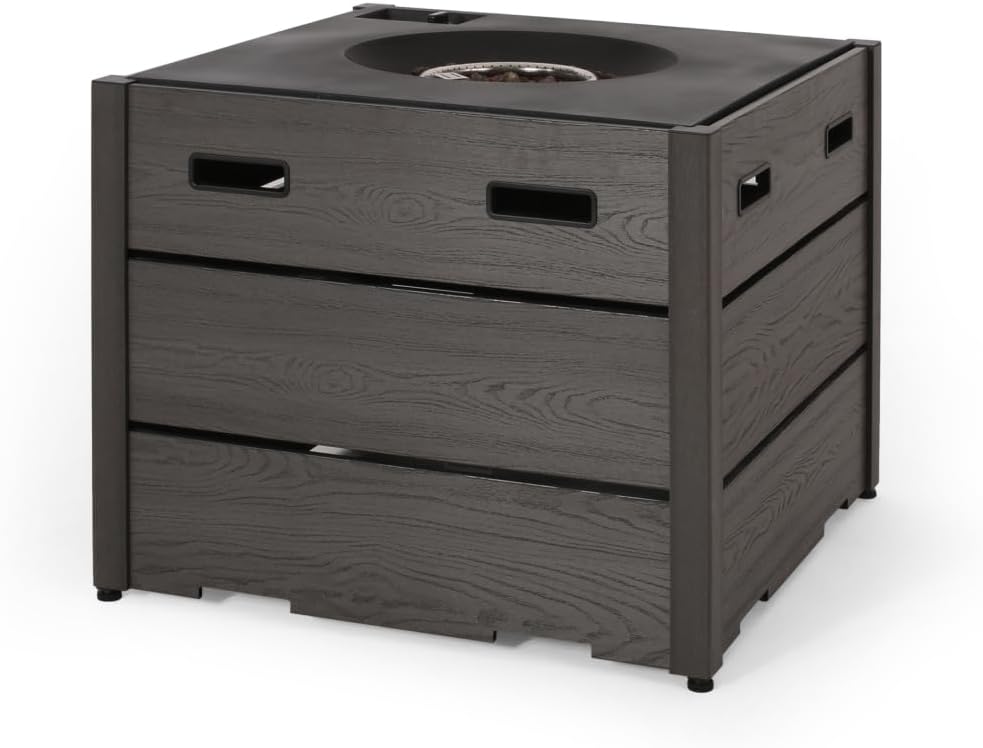 Square WPC Fire Pit Base for Outdoor Patios, Durable Weather-Resistant Wood-Plastic Composite Stand for Fire Pits