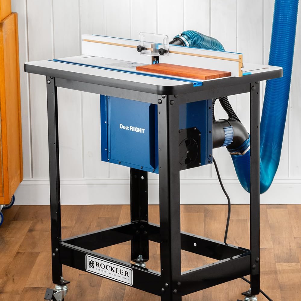 Router Table Dust Bucket w/Dual Port - Dust Collector Woodworking Bucket Mounted on Side or Back - Router Table Accessories Compatible w/Full-Size Router Tables, & More - Dust Collection Bucket