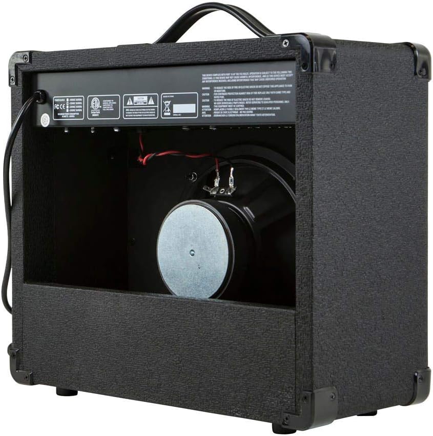 Monoprice 1x8 Guitar Combo Amplifier - Black, 20-Watt, 86dB of Gain - 1/4 Inch Input for Guitars, Aux MP3 Input, 3.5mm Headphone Output