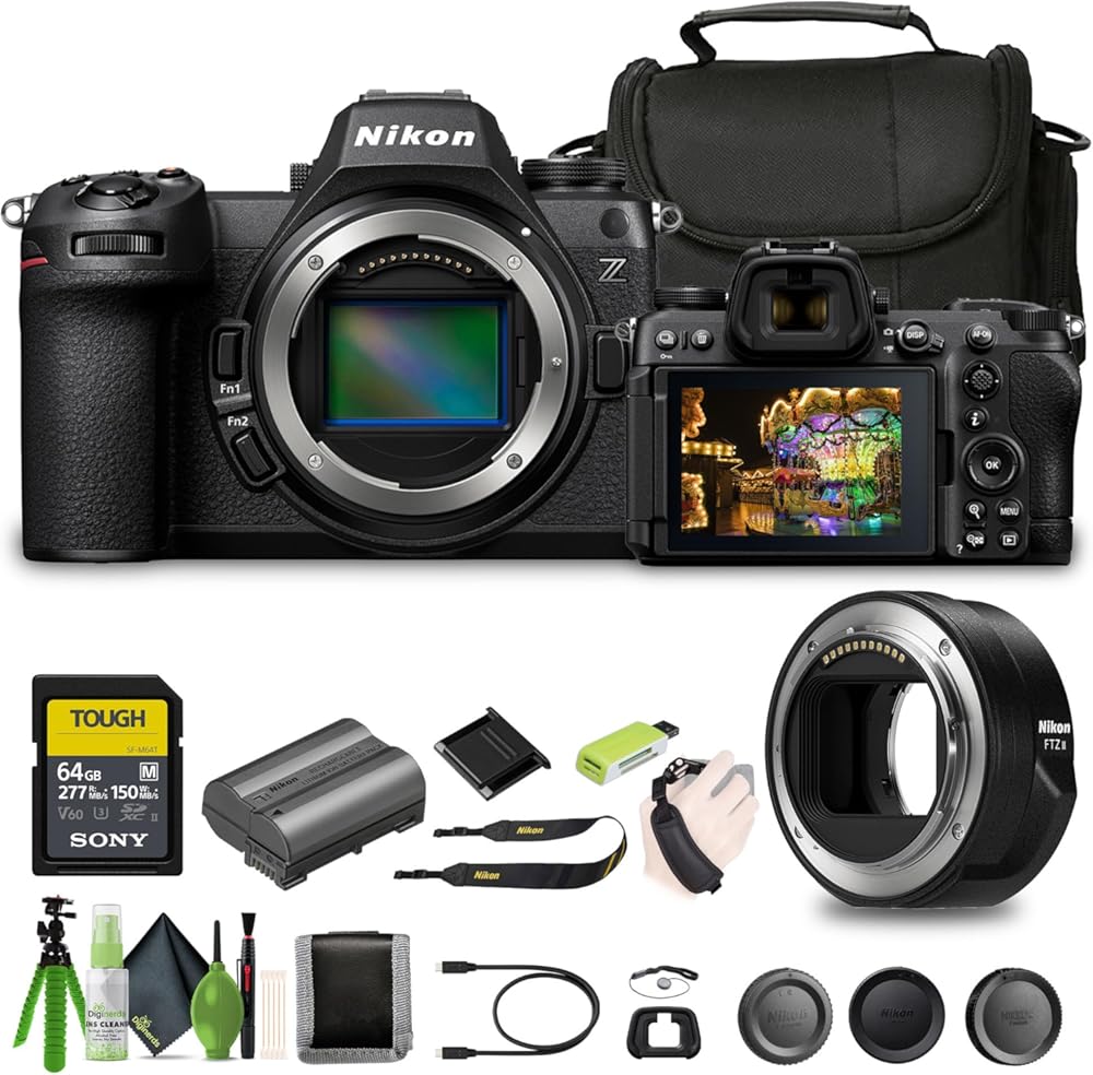Nikon Z6 III FX-Format Mirrorless Camera + 64GB SF-M Tough Series Memory Card + Card Reader + Hand Strap + 3 Piece Filter Kit + 12 Inch Flex Tripod FTZ II Mount Adapter + More