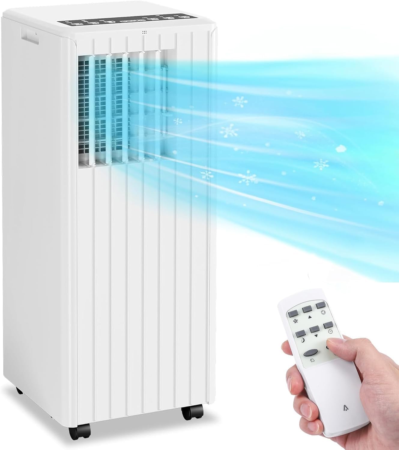 8000 BTU Portable Air Conditioner, 3-In-1 Cool, Fan, Dehumidify Modes, Cools up to 350 sq.ft, Quiet AC Unit with LED Display, with Remote Control, Window Installation Kit, 24 Hour Timer for Room, Dorm