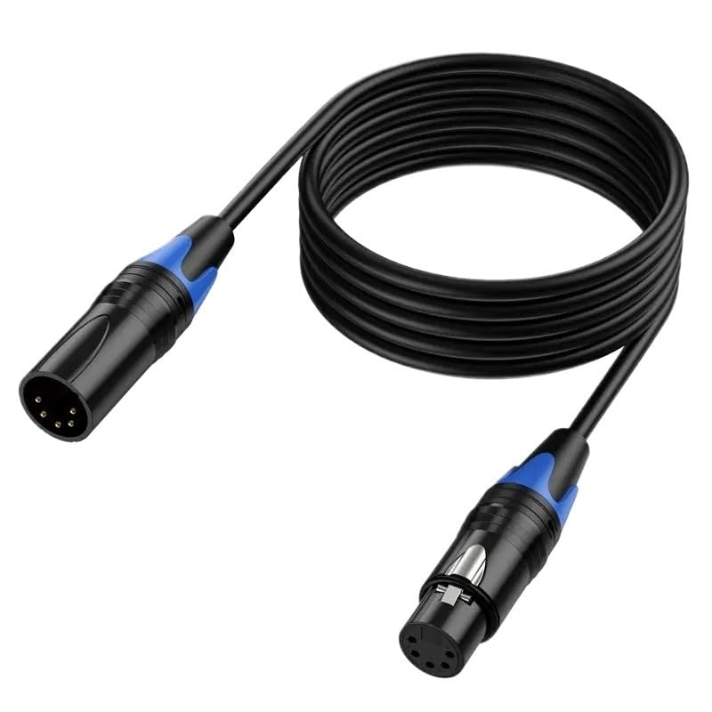 XLR 5Pin 5-Core Male to Female Audio Amplifier, Mixing Console, Lighting Spotlight Connection Cable 0.5M 1.8M 300cm 5M 10M(5m)