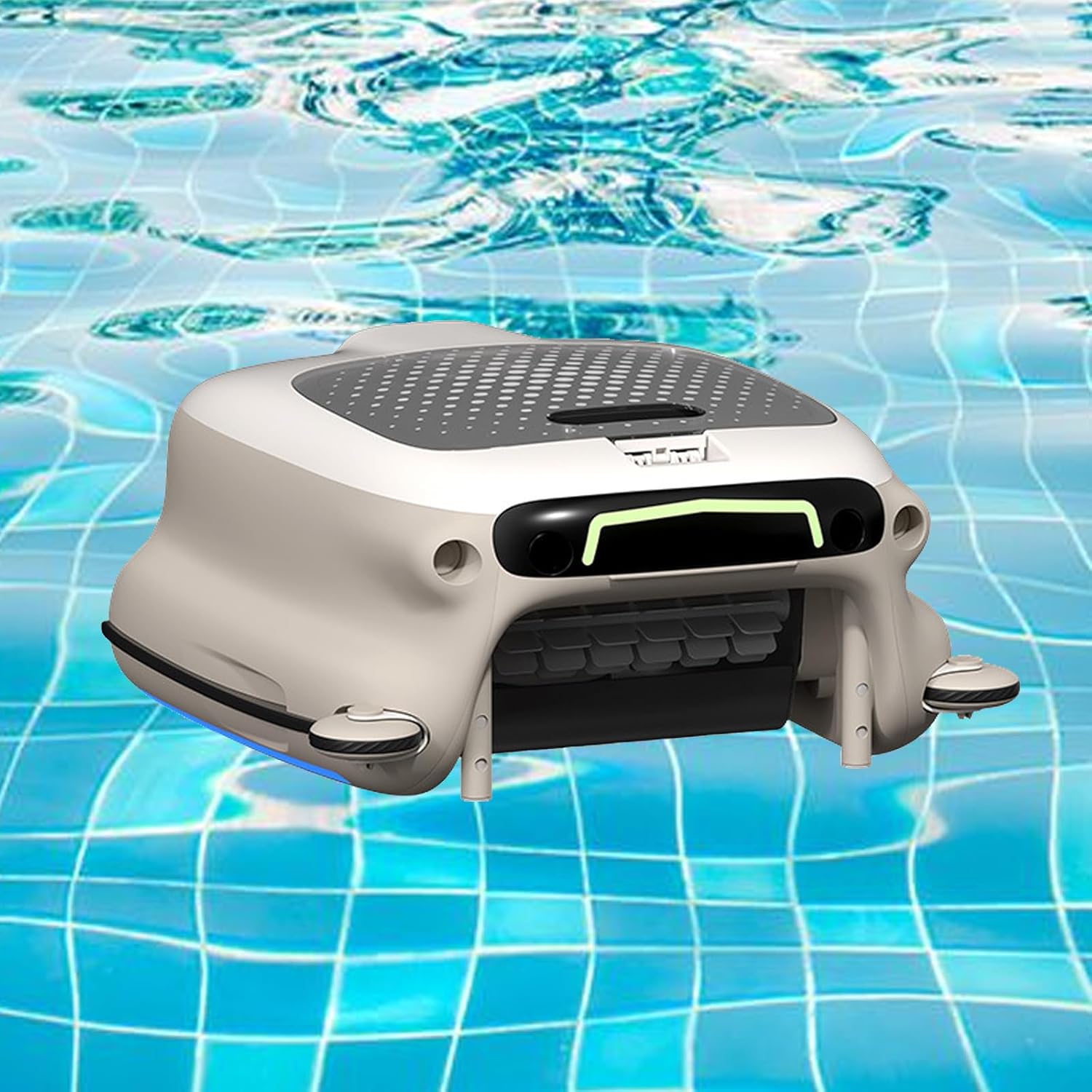 Rechargeable Robotic Pool Skimmer, Cordless Automatic Electric Cleaner, Handles Sediment, Leaves in Pools, Hot Tubs
