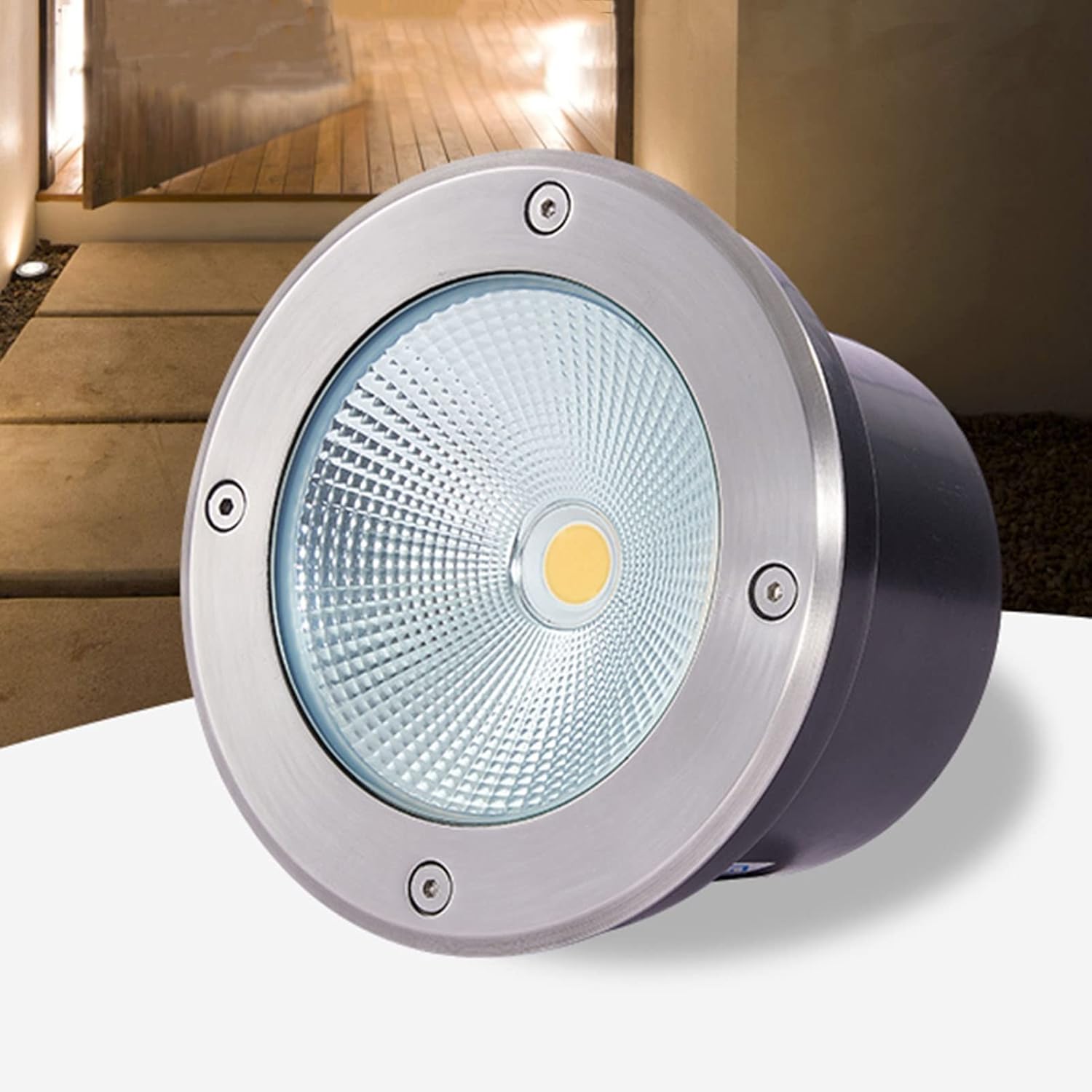 Outdoor Recessed Ground Light COB Round Embedded Underground Light IP66 Waterproof LED Garden Landscape Lights for Pathway Patio Bridge Driveway Decorative Spotlight, AC85-110V