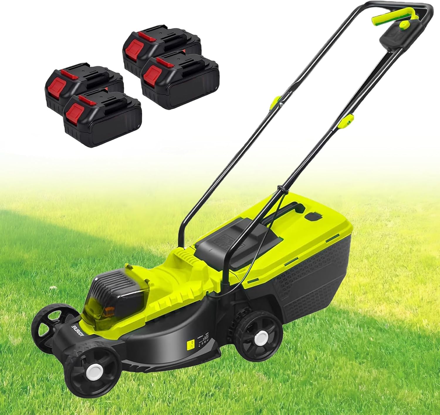 Self-Propelled Lawn Mower Cordless, 40V Brushless Electric Lawn Mower with 3-Position Cutting Height Adjustment, 4000mAh Lithium battery, for Lawns & Garden, 10.6 Gallon Grass Bag,4 batteries