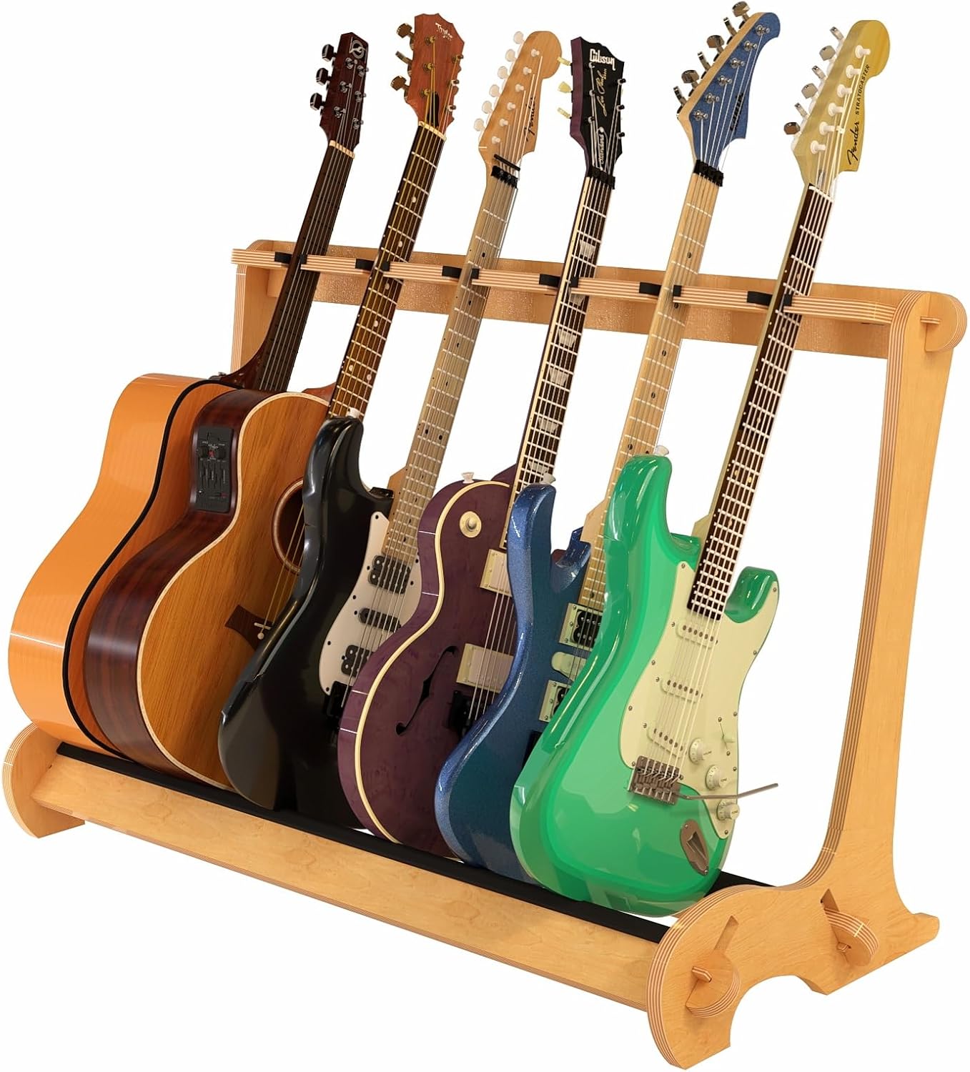 A&S Crafted Products The VersaRack Six Guitar Stand | Holds Acoustics & Electrics | Nitro Safe | Made In U.S.A.