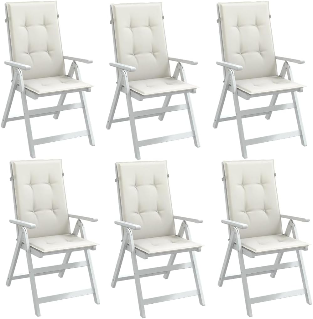 Highback Chair Cushions 6 pcs Melange Cream 47.2