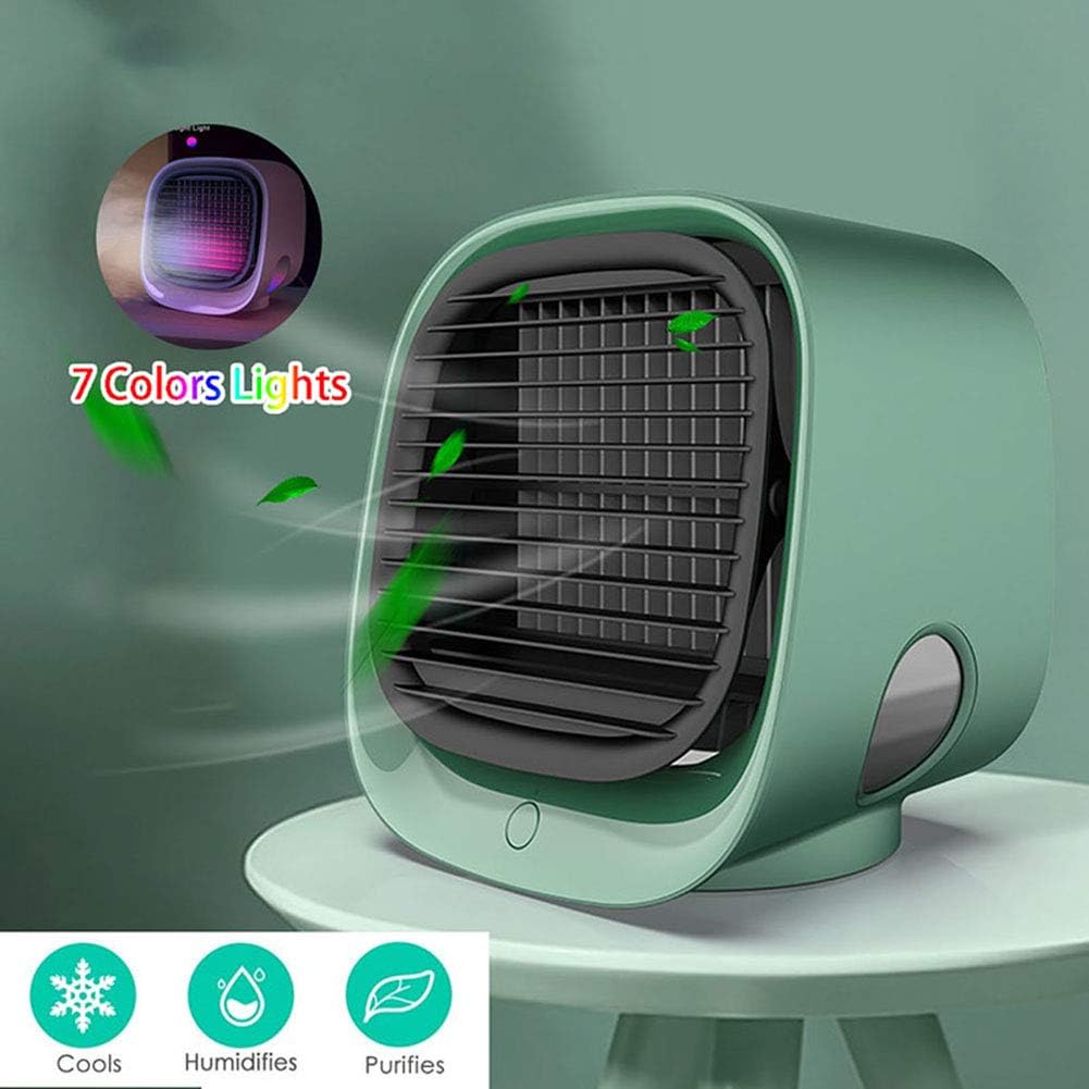 Air Cooler Fan USB Mini Portable Air Conditioner Easy Air Cooler Fan Desktop Personal Space Air Cooling Fan for Room Office (Green)