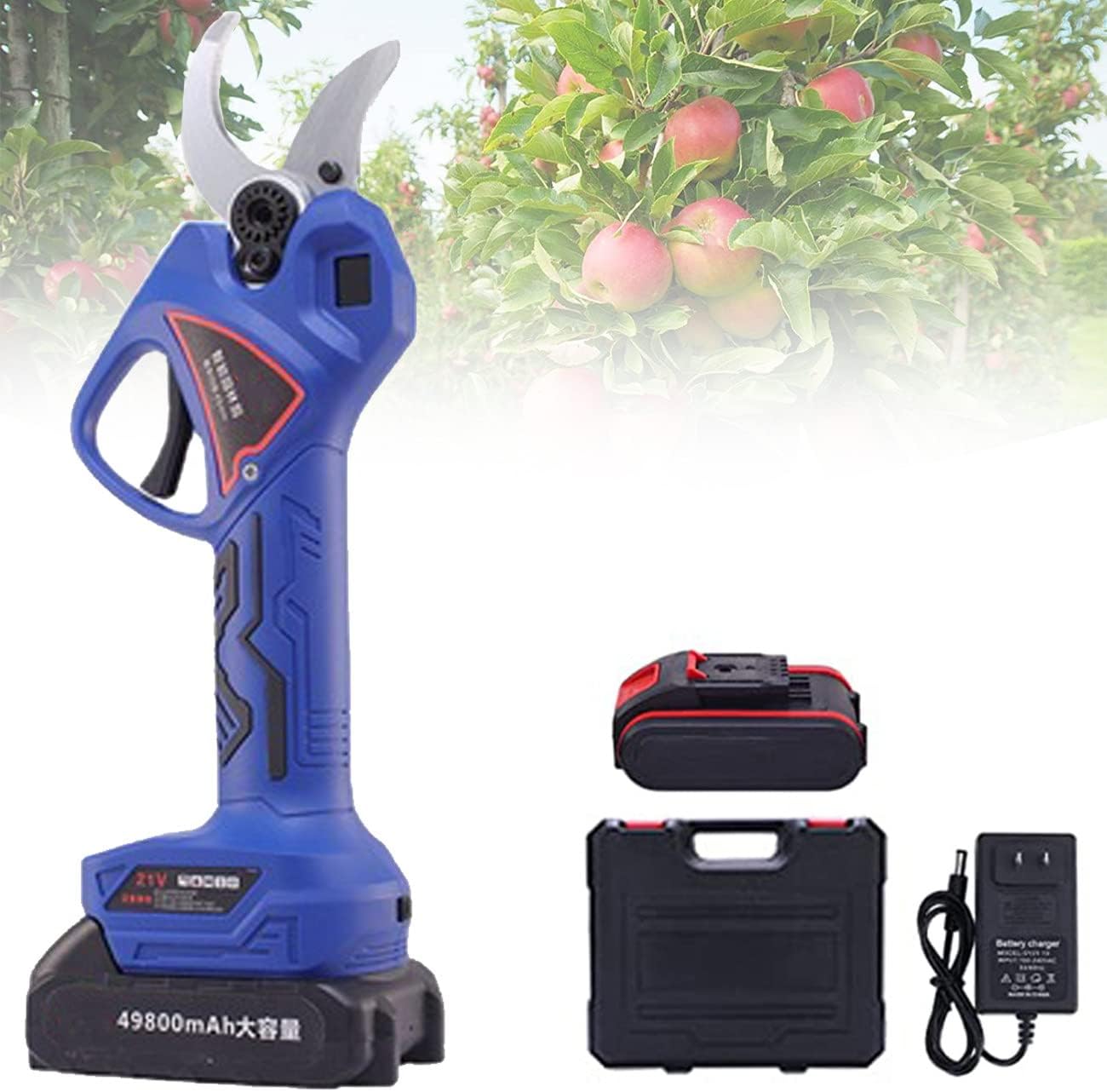 GeRRiT Cordless Pruning Shears,Professional Pruning Shears,Electric Pruning Shears Garden Trimmer,Max Cutting Diameter 50mm for Hedge,Tree,Fruit,Bush,Orchard,3xbattery