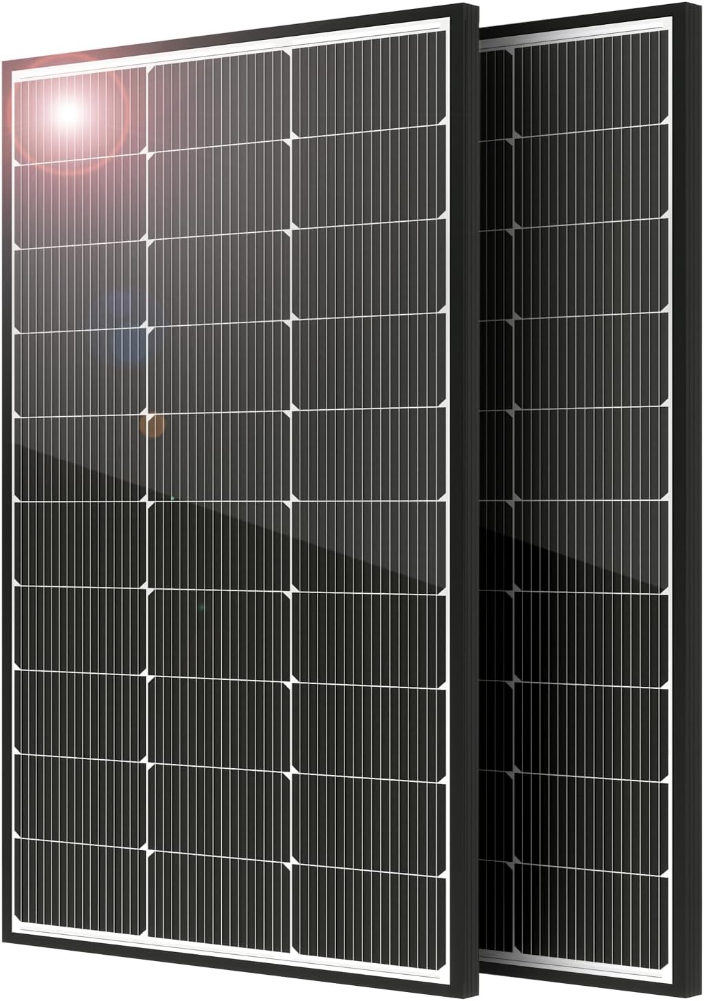 JJN 200 Watt Solar Panel, 2pcs 100W 16BB N-Type High Efficiency 12 Volt Solar Panels, 25% High Coversion Rate Solar Module PV Charge for Boat Rooftop Caravan and Other Off-Grid System