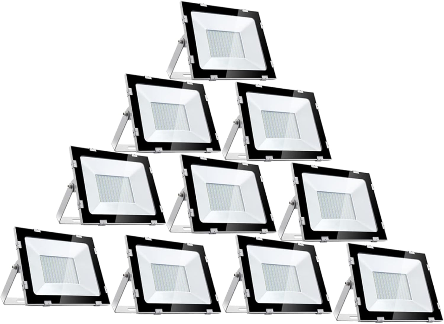 150W LED Flood Light Outside IP65 Waterproof Security Light 12000LM 6500K Cold White Parking Lot Light AC 110V Garden Wall Lights Fixture for Park Playground Lawn, 10 Pack