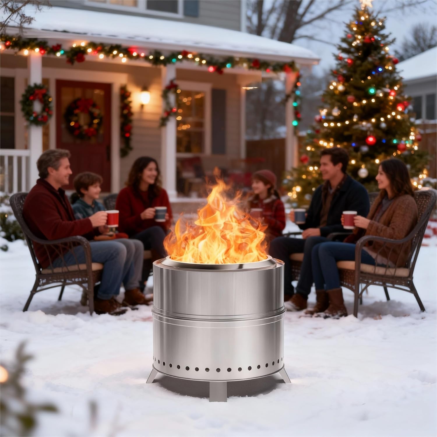 Breezz Smokeless Fire Pit 19.3 Inch Stainless Steel Outdoor Wood Burning Firepit with Carry Bag, Portable Bonfire Stove for Backyard, Patio, Camping, and Picnic, Efficient Airflow & Low Smoke Design