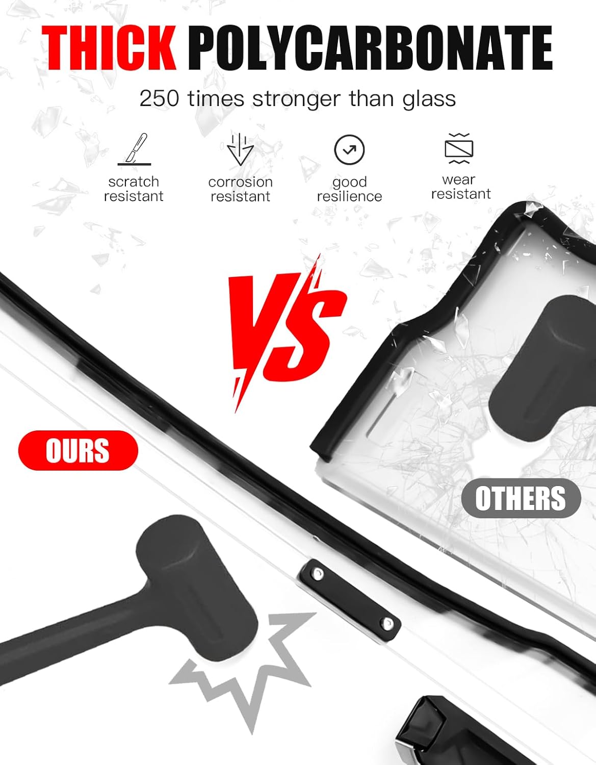 Front Full Windshield for Kawasaki Mule Pro MX, Clear 1/5