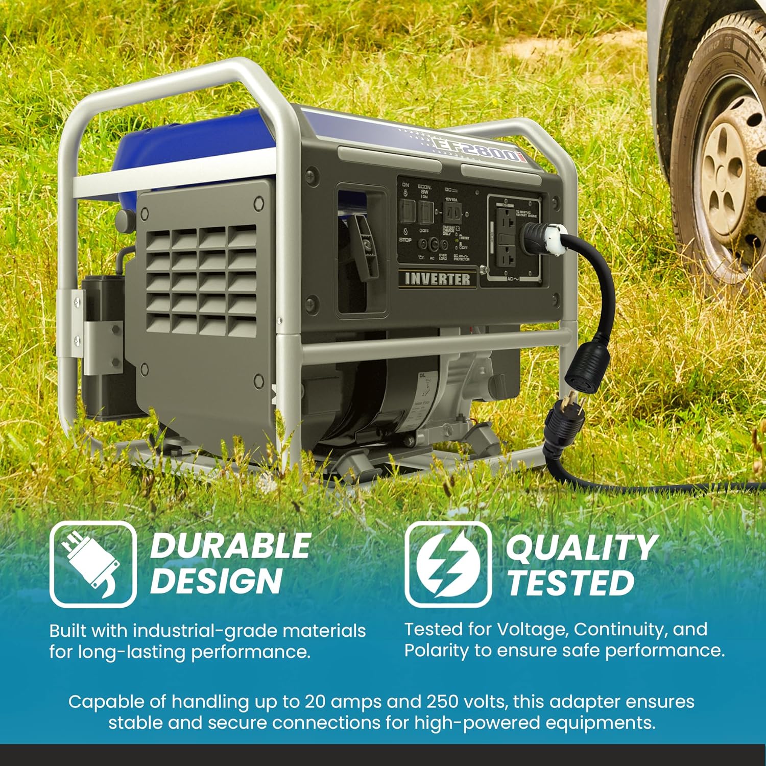 IronBox Electric - NEMA L14-30P to L6-20R Plug Adapter Cord - Rated for 20A, 250V - 12/3 AWG Wire - Power Cable for Generators, RV, Electrical Equipment - Ideal for Indoor/Outdoor Use (1 Foot, Build)