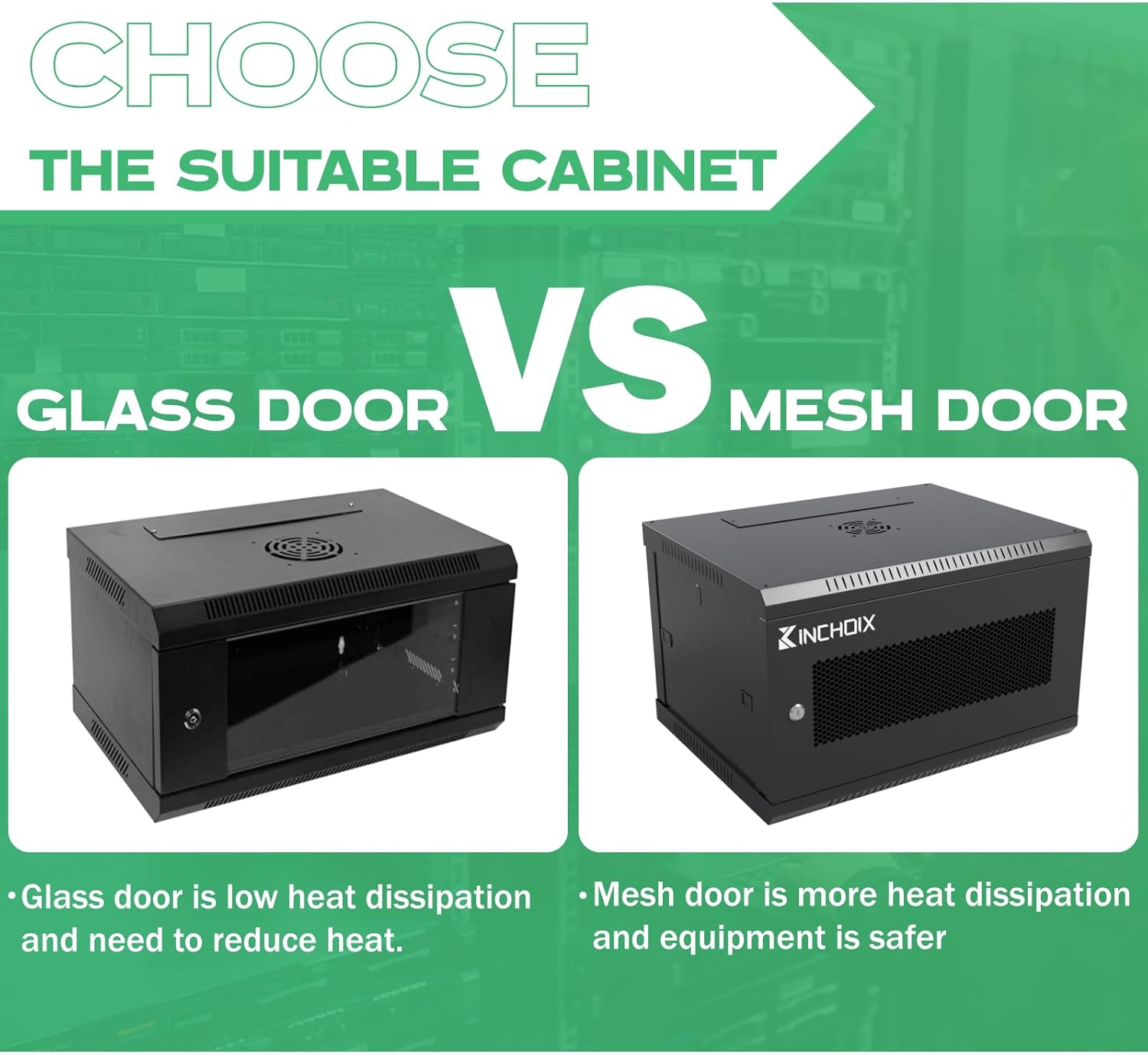 6U Server Cabinet Wall Mount Network Rack Enclosure Cabinet Enclosure for Computer Data Networking Electronic Equipment, Removable Side Panels 14.5in Depth