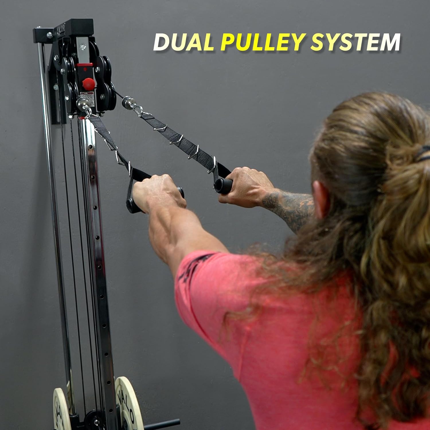 Valor Fitness BD-62 Wall Mounted Cable Machine with Adjustable Dual Pulley System Functional Home Gym Workout Equipment