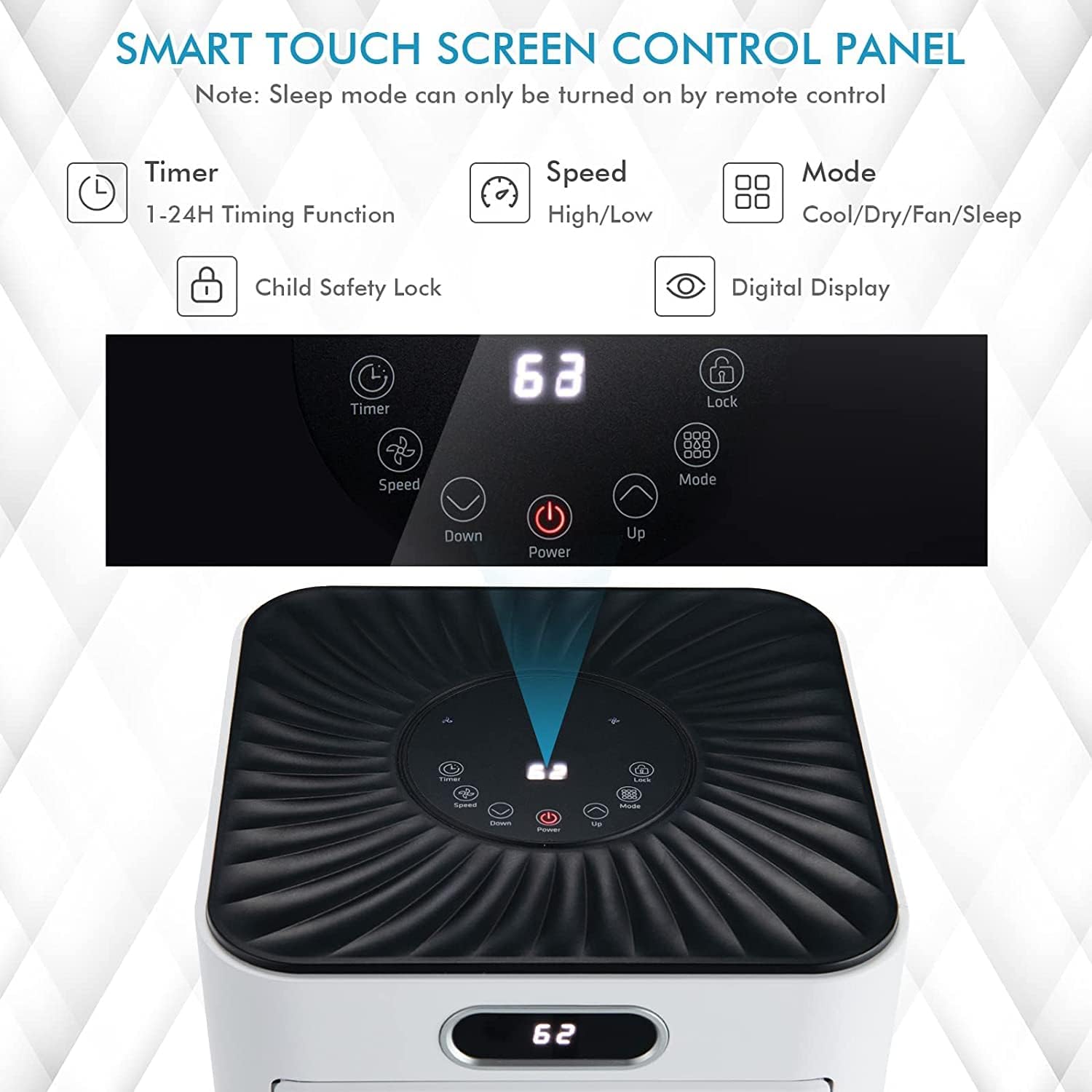 LDAILY 8000 BTU Portable Air Conditioner, 3-in-1 Air Cooler w/Fan & Dehumidifier Mode, Quiet AC Unit w/ 2 Fan Speeds & 24H Timer, 230 Sq. Ft Coverage, Remote Control (8000 BTU, White)