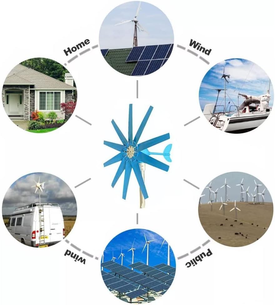 LiuSj JUnSt 12000W Small Home Wind Turbine Generator Kit 12V -220V Horizontal Turbine Wind Turbine Motor for Street Lamps with Controller