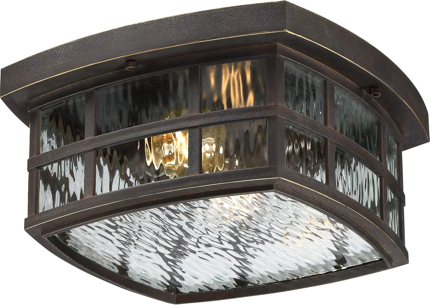 Quoizel Stonington Outdoor Flush Mount Ceiling Light, Coastal Armour 12 Inch 2-Light Palladian Bronze Vintage Close to Ceiling Light Fixture, Decorative Outside Lights for Patio, Porch or Balcony
