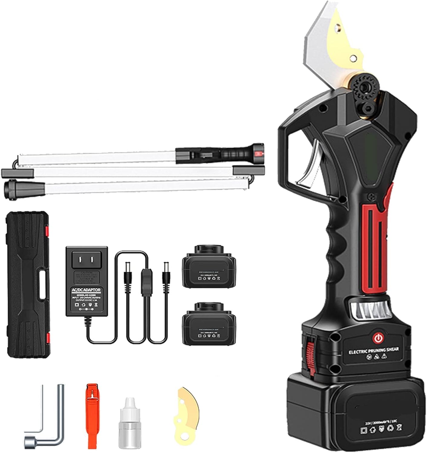 Professional Cordless Tree Pruner Rechargeable Battery Branch Pruner 35Mm Cutting Diameter Electric Pruning Shears with 1.9M Extension Pole