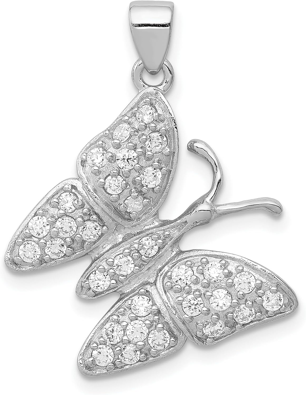 Sterling Silver Butterfly Pendant Necklace for Women with Cubic Zirconia Accents, Feminine Spiritual Nature Charm Jewelry Symbolizing Transformation, Growth and Renewal, Elegant Everyday Accessory