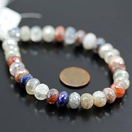 13 inch natural beads strand of 10mm faceted rondelle silver coated multi gemstone gemstone beads for DIY jewelry - necklace, bracelet, earring, ring.