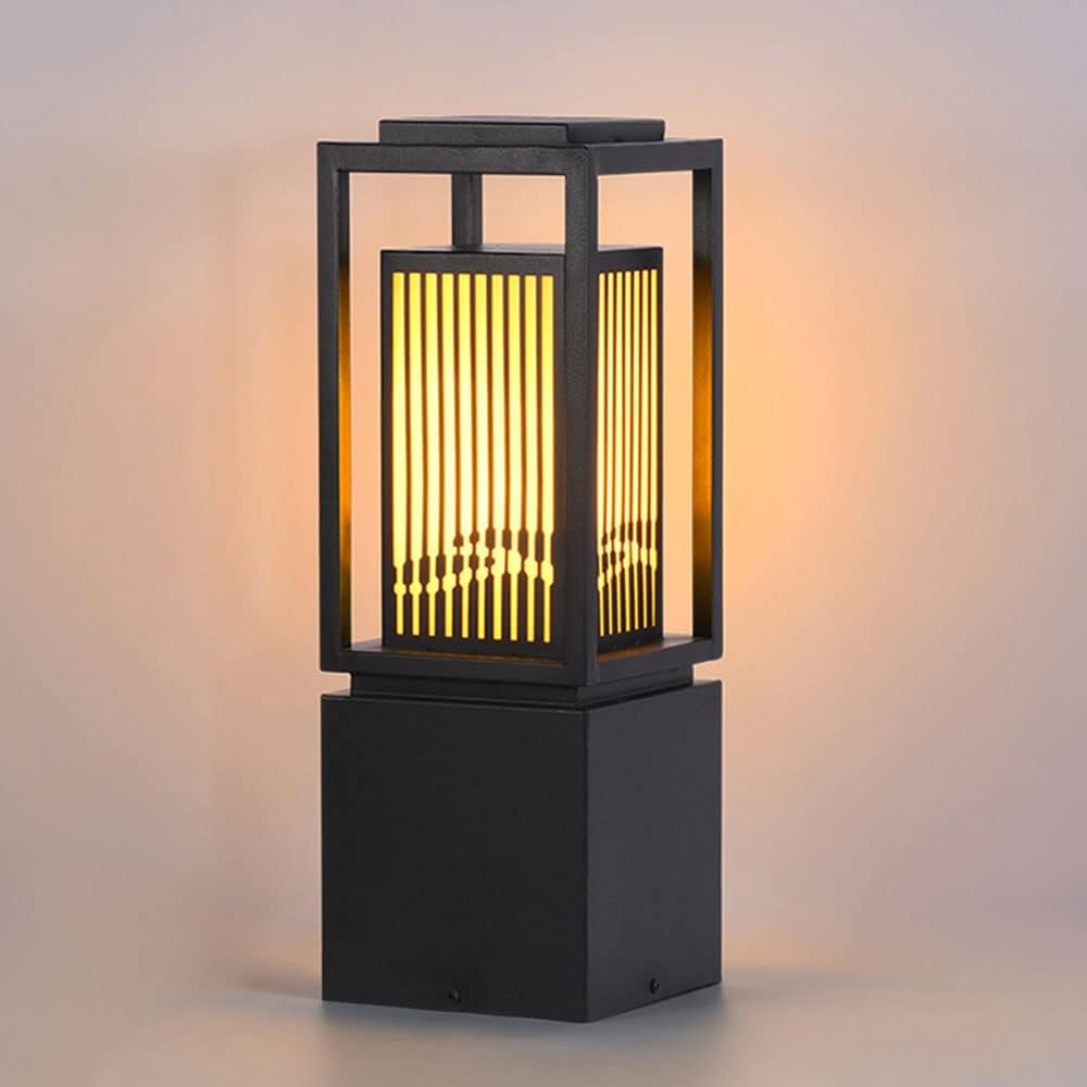 Outdoor Garden Post Light, Square Landscape Lighting 1 Pack Modern Exterior Pillar Lantern Rustproof Exterior Pole Lantern Light Guardrail Lawn Doorway Porch Pillar Lights