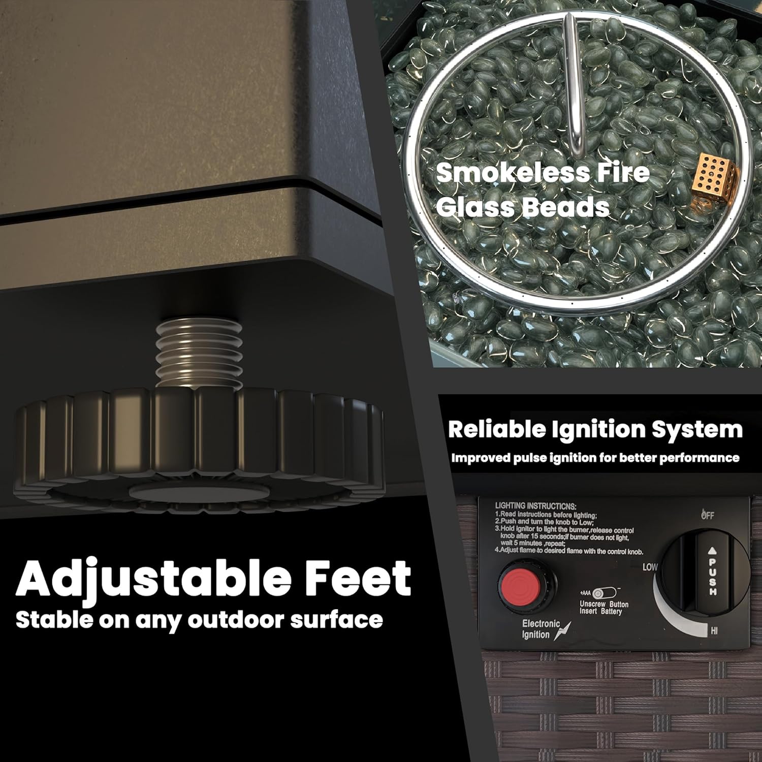 Propane Outdoor Fire Pit Table, 28