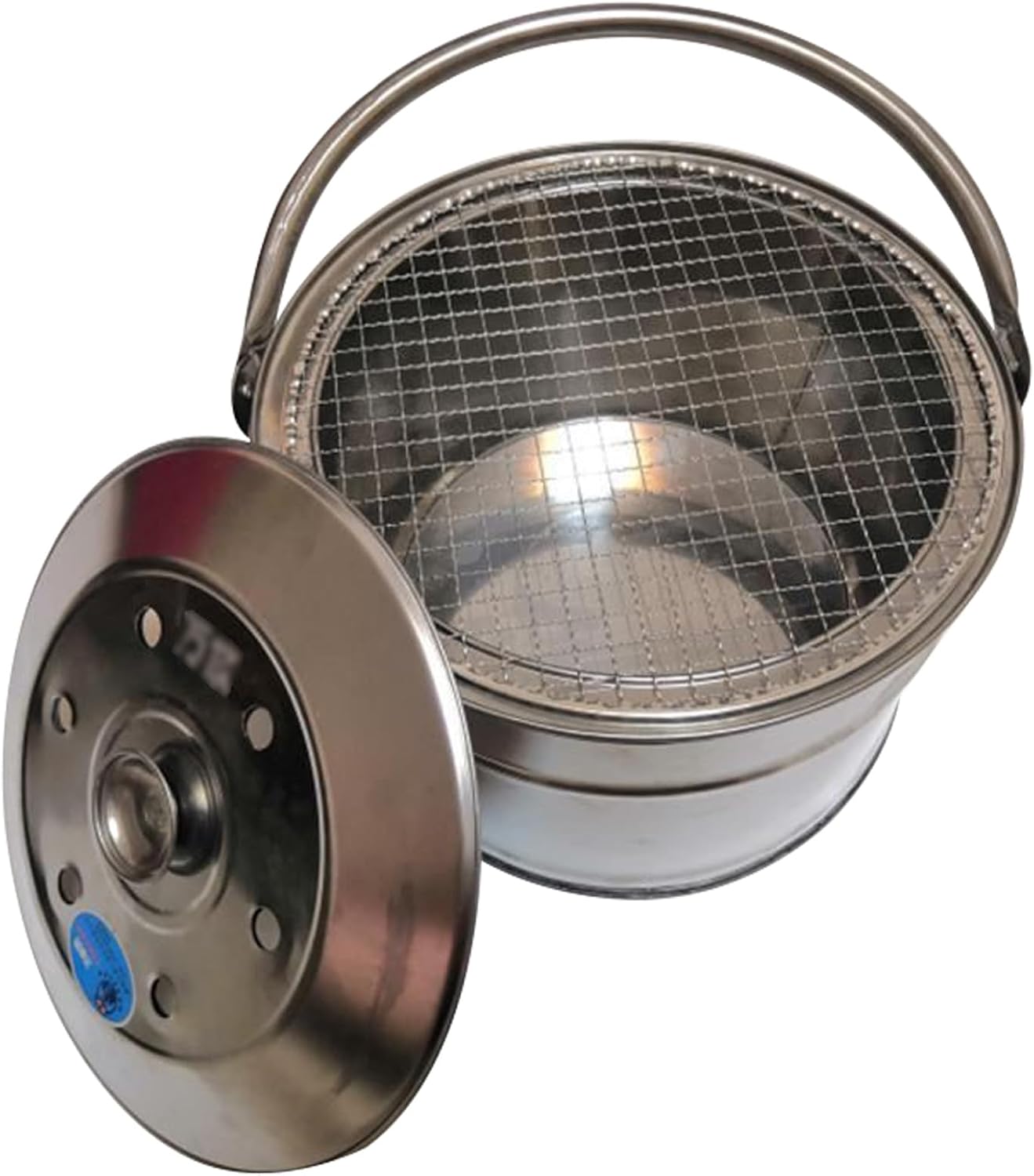 Portable Fire Pit,Fire Bowl,201 Stainless Steel,Includes Fire Poker,Grill Grid,Ash Tray and BBQ Stick (Free Choice of Model)，for Picnics,Bonfire, Patio and Garden,31×20cm (C)