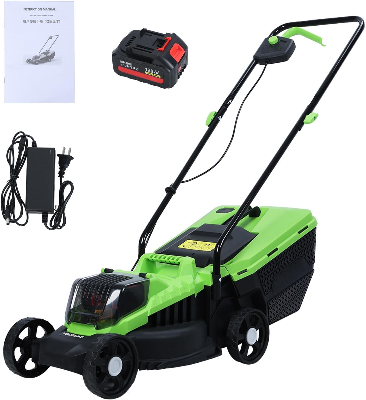 13-Inch Cordless Lawn Mower, 21V 4.0Ah Electric Mower with Brushless Motor, Walk-Behind Lawn Mowers Self Propelled Lawn Mower, Upgraded Brushless Motor, 30L Grass Tank, 1600W Electric Lawn Mo