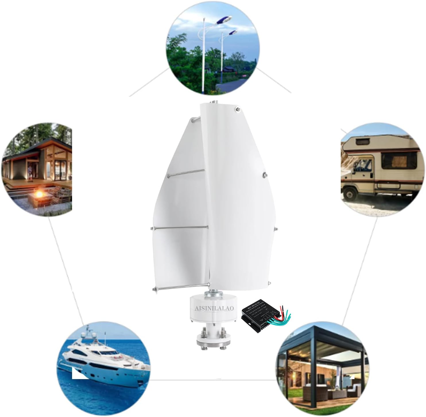 12V 24V 48V Vertical Wind Generator Turbines Kit 8000W 2 Blades Spiral Wind Turbines Kit with Controller Suitable for Mountainous Villages