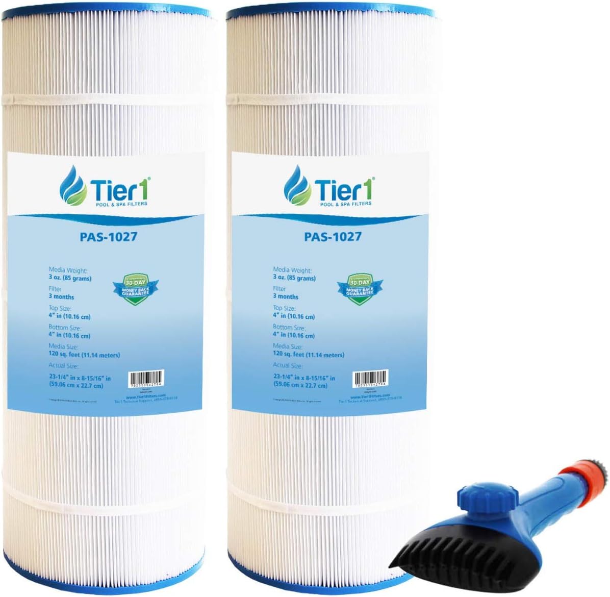 Tier1 Pool & Spa Filter Cartridge 2-pk Wand Brush Filter Cleaner | Replacement for Hayward C1200, Star-Clear Plus, PA120 and More | 23-5/16