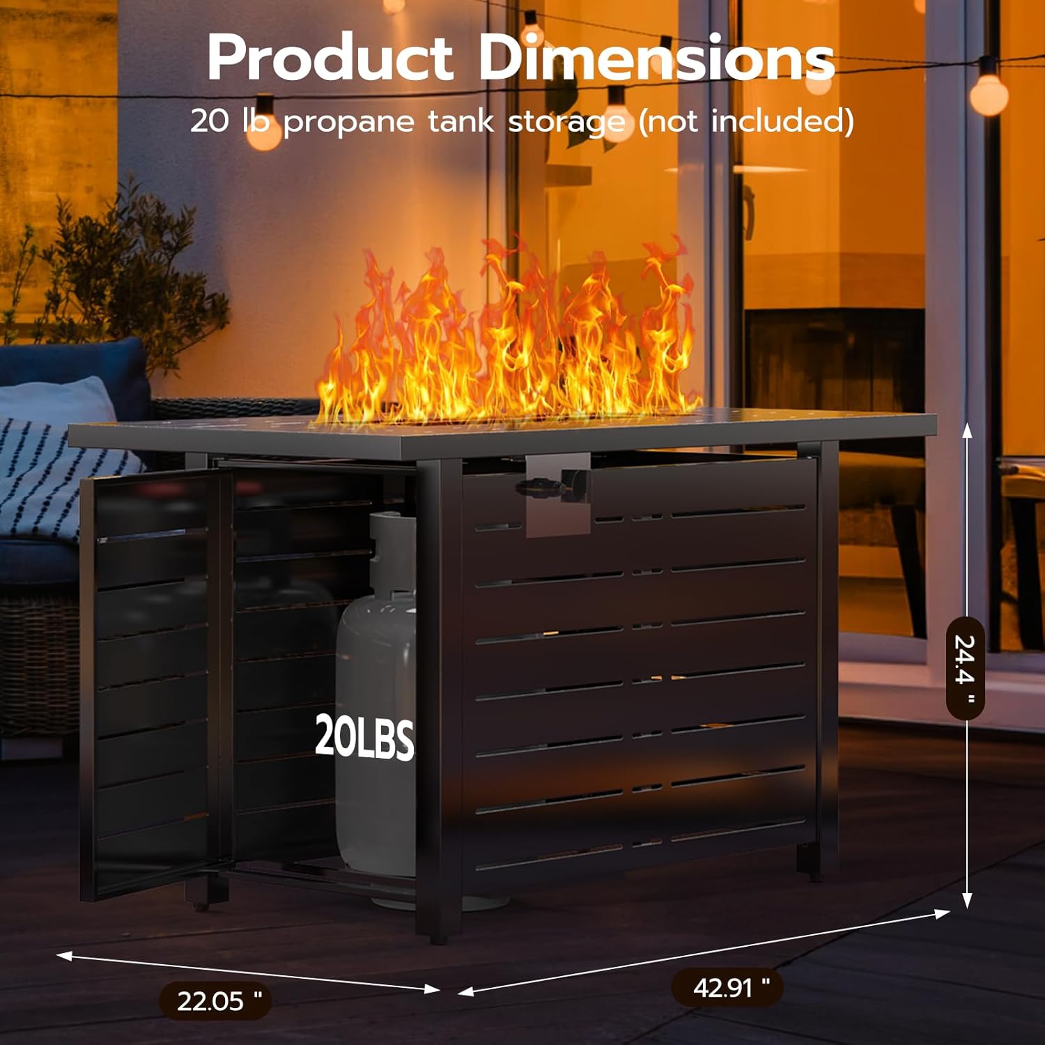 ZAFRO 43 Inch Propane Fire Pit CSA-Listed Outdoor Fire Table, 50,000 BTU Firepit Table with Lid and Lava Rock, Gas Fire Table for Outside Patio Garden Backyard Deck Balcony