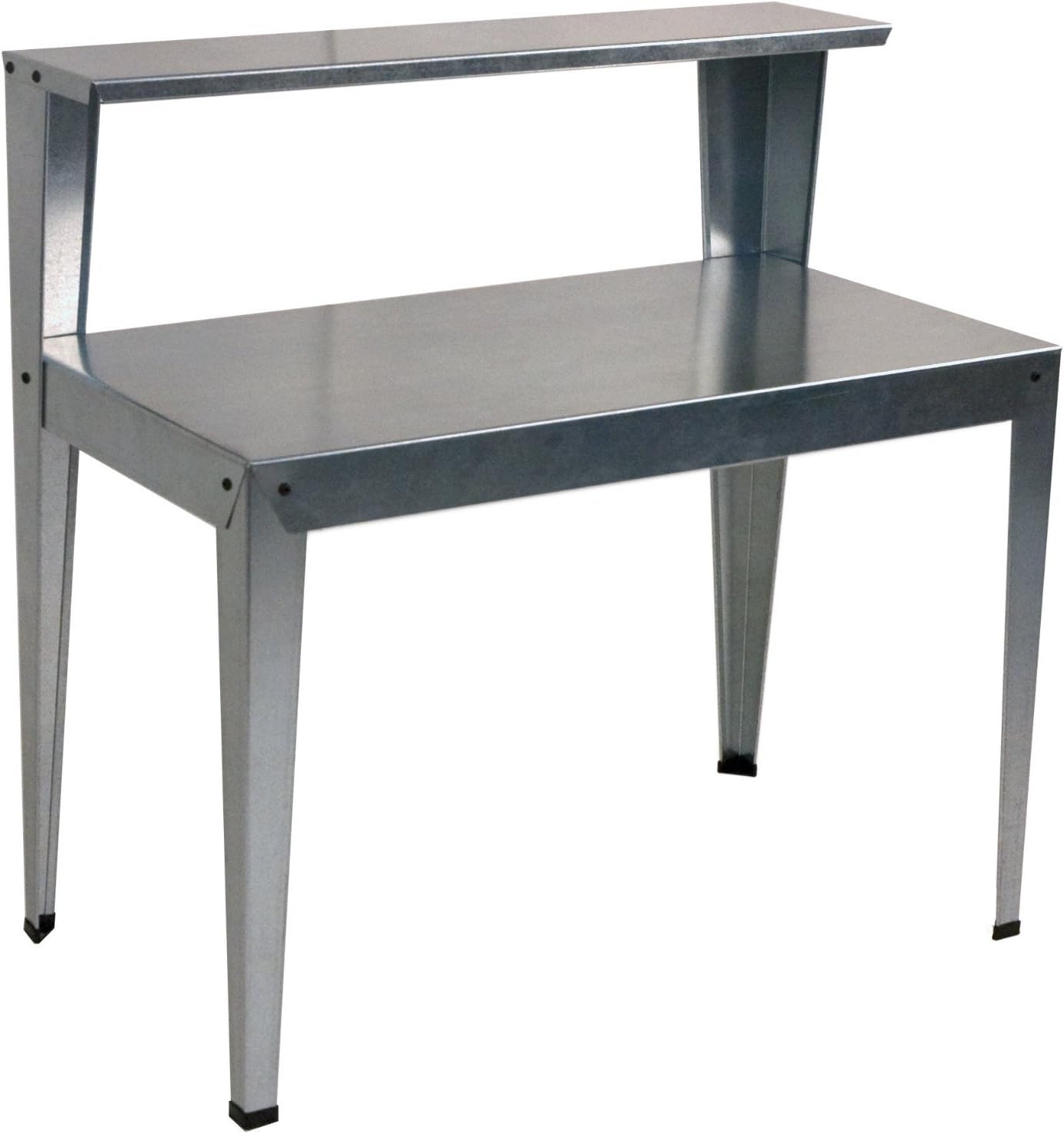 Poly-Tex 2-Tier Workbench Steel Greenhouse Potting and Nursery Work Table Shelf for Garage, Garden, and Green Houses, Shelves for Plants and Equipment (Silver)
