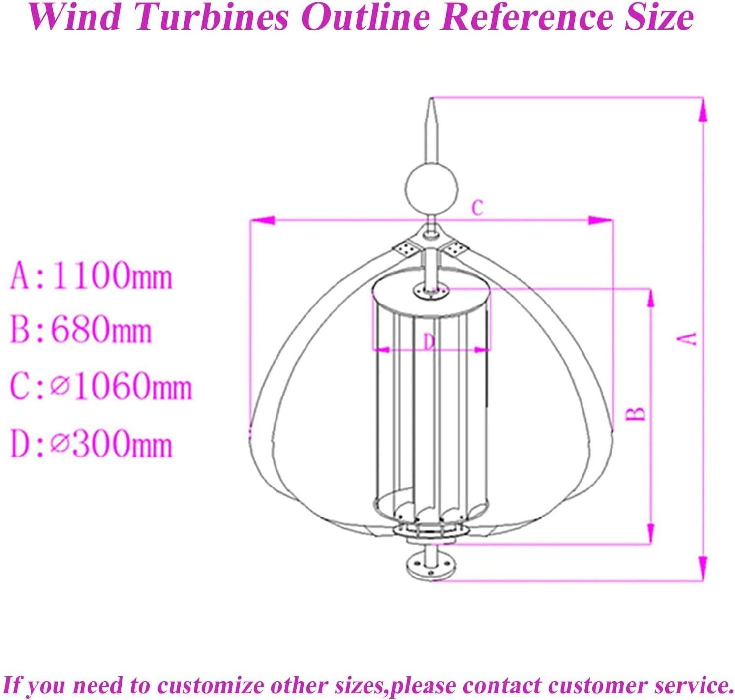 Wind Turbines Generator Portable Vertical Wind Power Turbines Generator Kit with Charge Controller for Compatible with Attraction Schools Highway