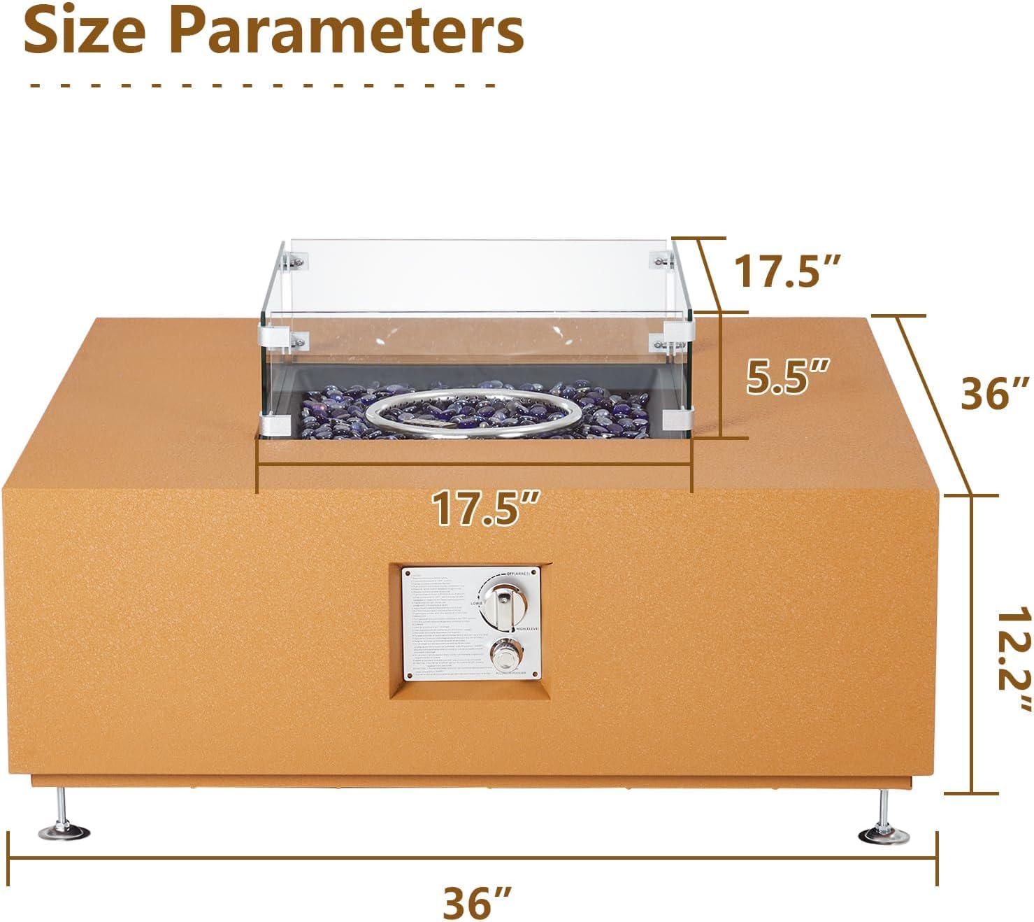 Outdoor Fire Pit Table for Patio Propane fire Table Outside Gas Square Metal Rectangular