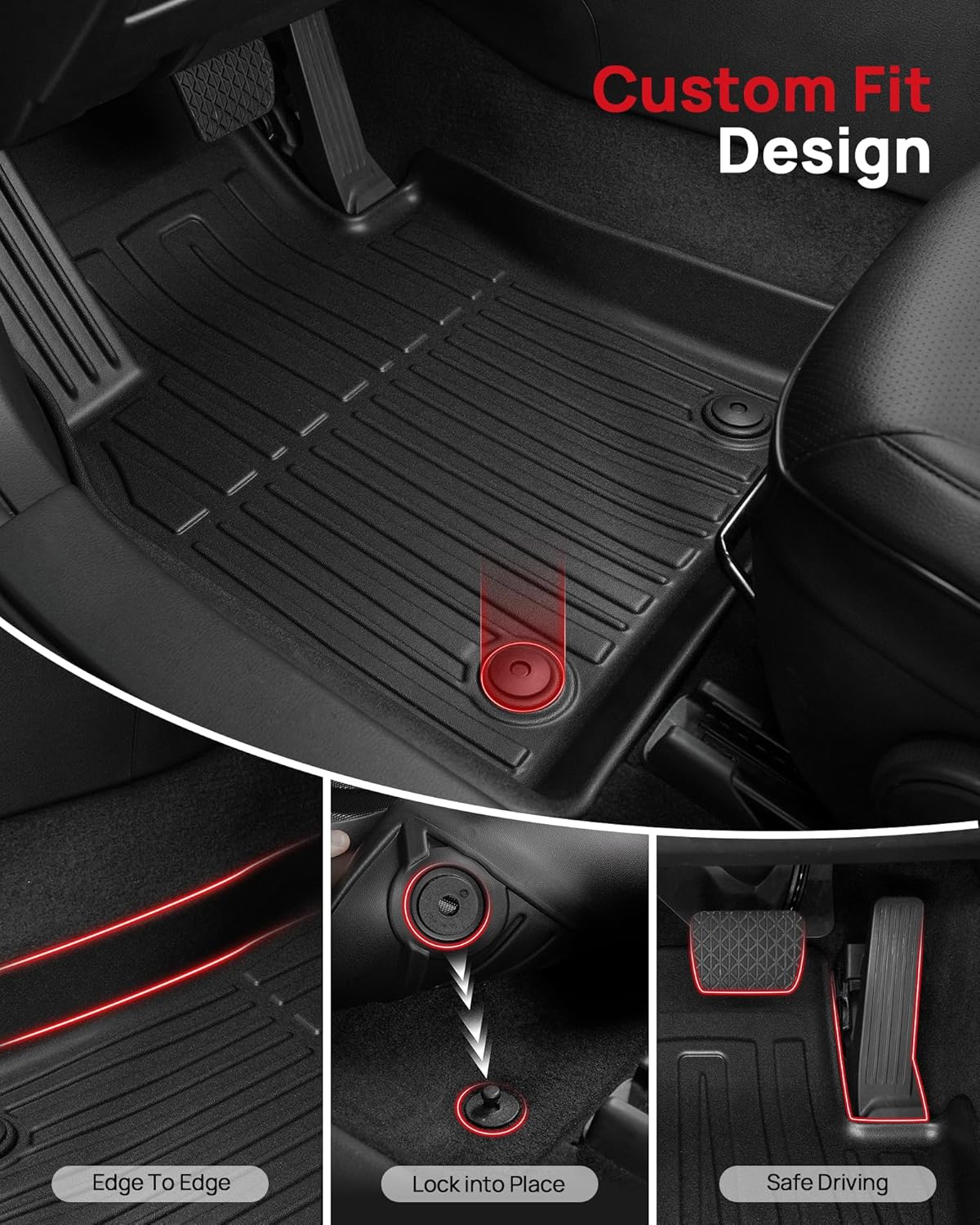 Floor Mats Compatible with 2020-2025 Ford Explorer 6 Seats - Custom Fit Full Set Car Accessories for Ford Explorer Includes XLT ST Platinum Active Hybrid (Floor Mats & Cargo & Backrest Mats)