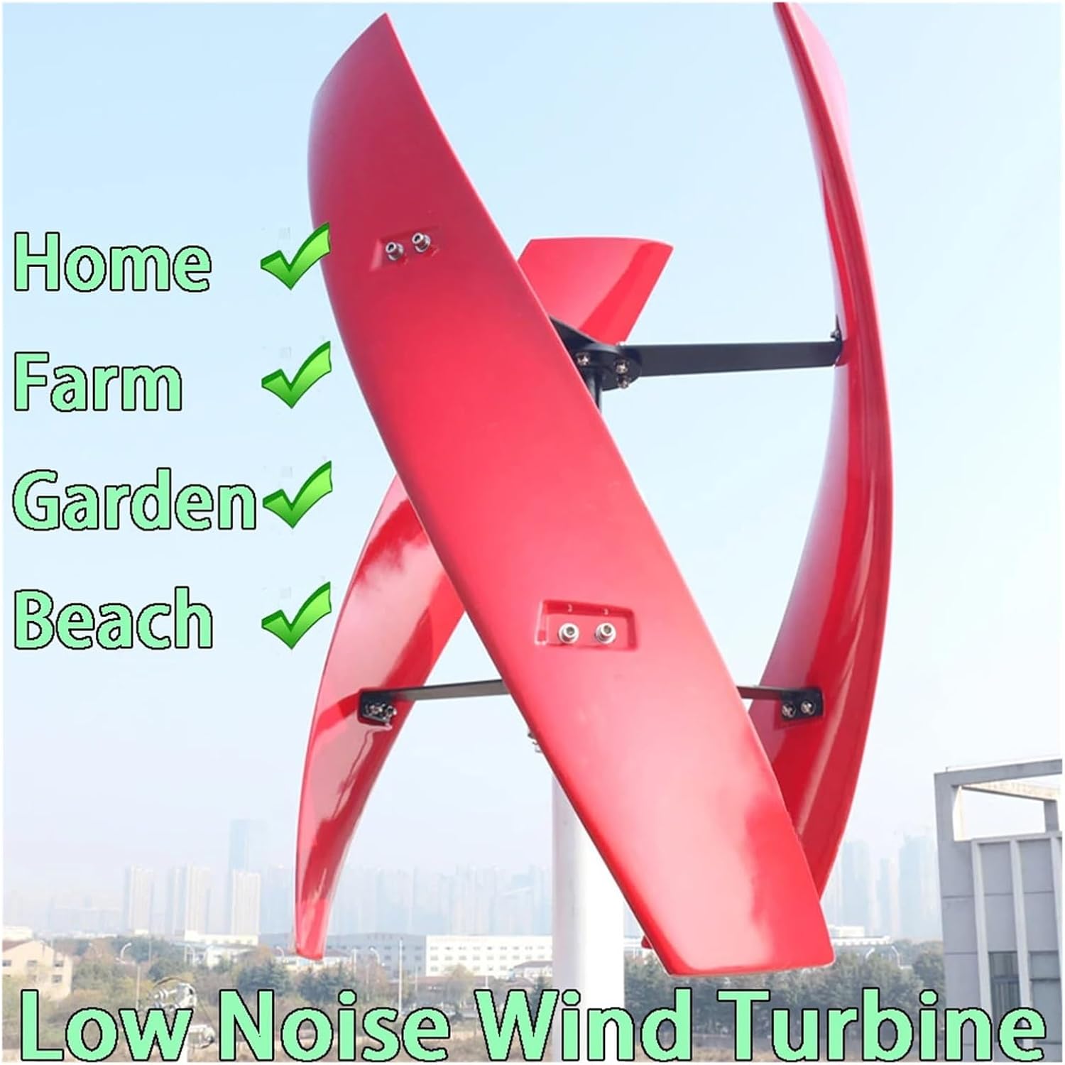 Wind Turbines, 10KW 12V 24V 48V Wind Power Turbine Generator for Home Farm 10000W Vertical Free Energry Electric Windmill Low Wind Speed Starting Wind Turbines(Red,48V_10KW)