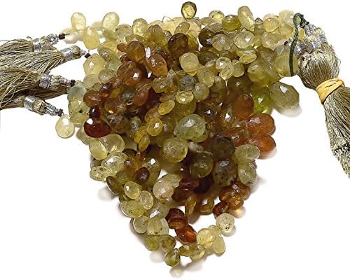 13 inch natural beads strand of 9x6mm faceted pear grossular garnet gemstone briolletes beads for DIY jewelry - necklace, bracelet, earring, ring.