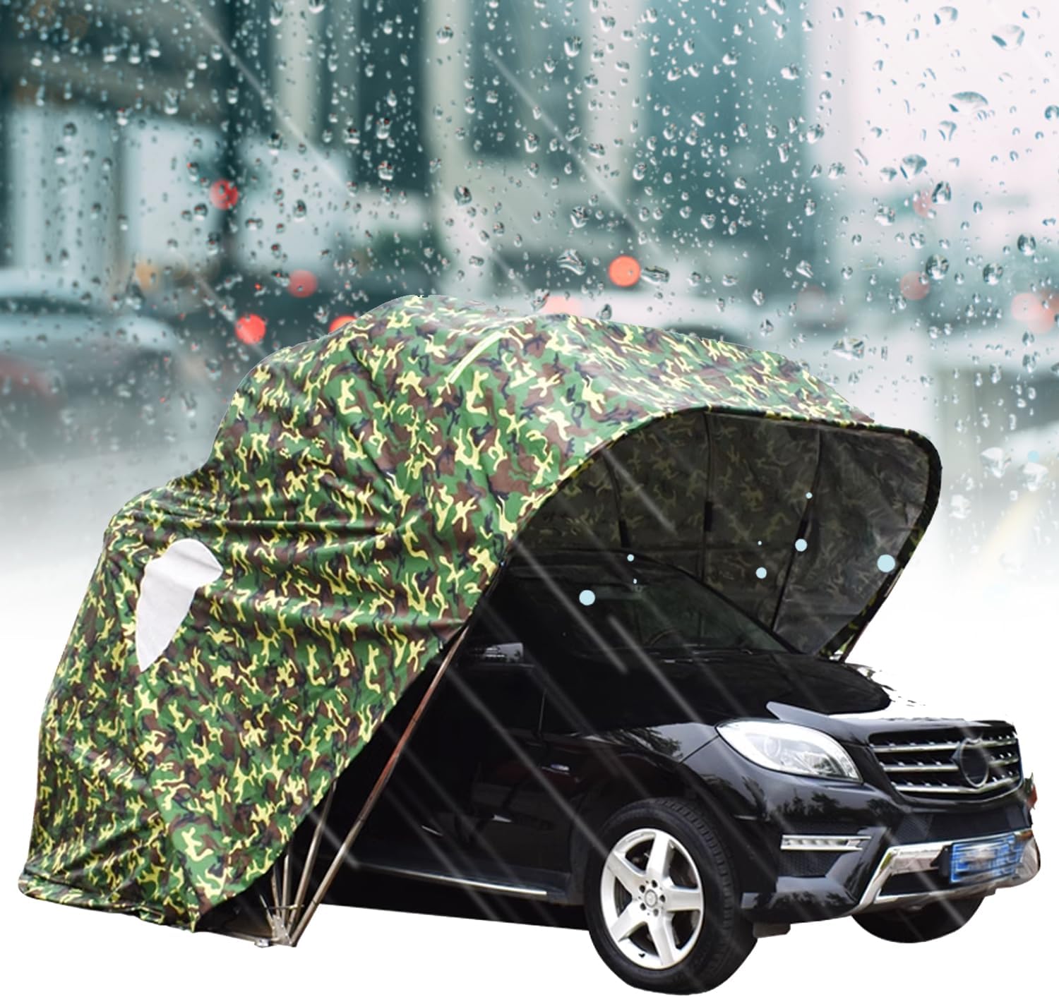 Heavy Duty Carport, Fully Automatic Large Huge Mobile Garage, Stainless Steel Material Folding Telescopic Car Tent, Four-Season Outdoor Car Canopy for Parking,21 * 9 * 8.7ft