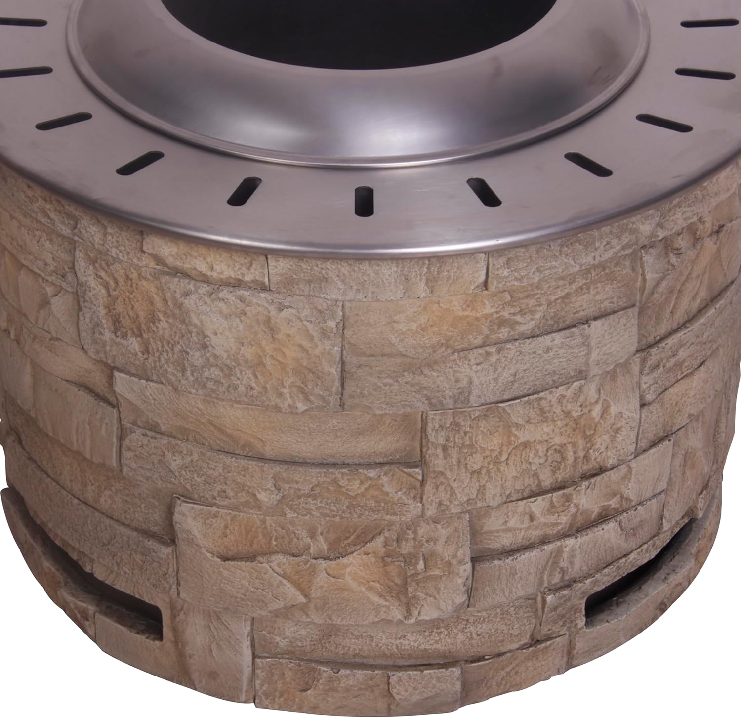 20.5 Inch x 15 Inch Round Stainless Steel Smokeless Firepit with Wood Pellet/Twig/Wood As The Fuel, Stack Stone Look, Yellow